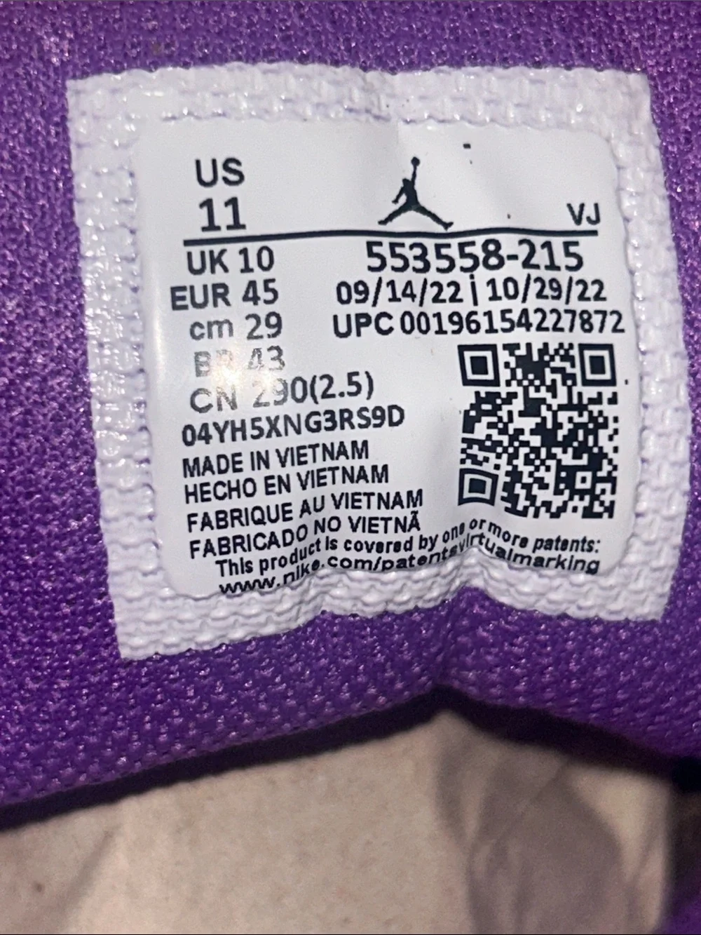 Jordan 1 Low “Purple Mocha” Men’s Size 11